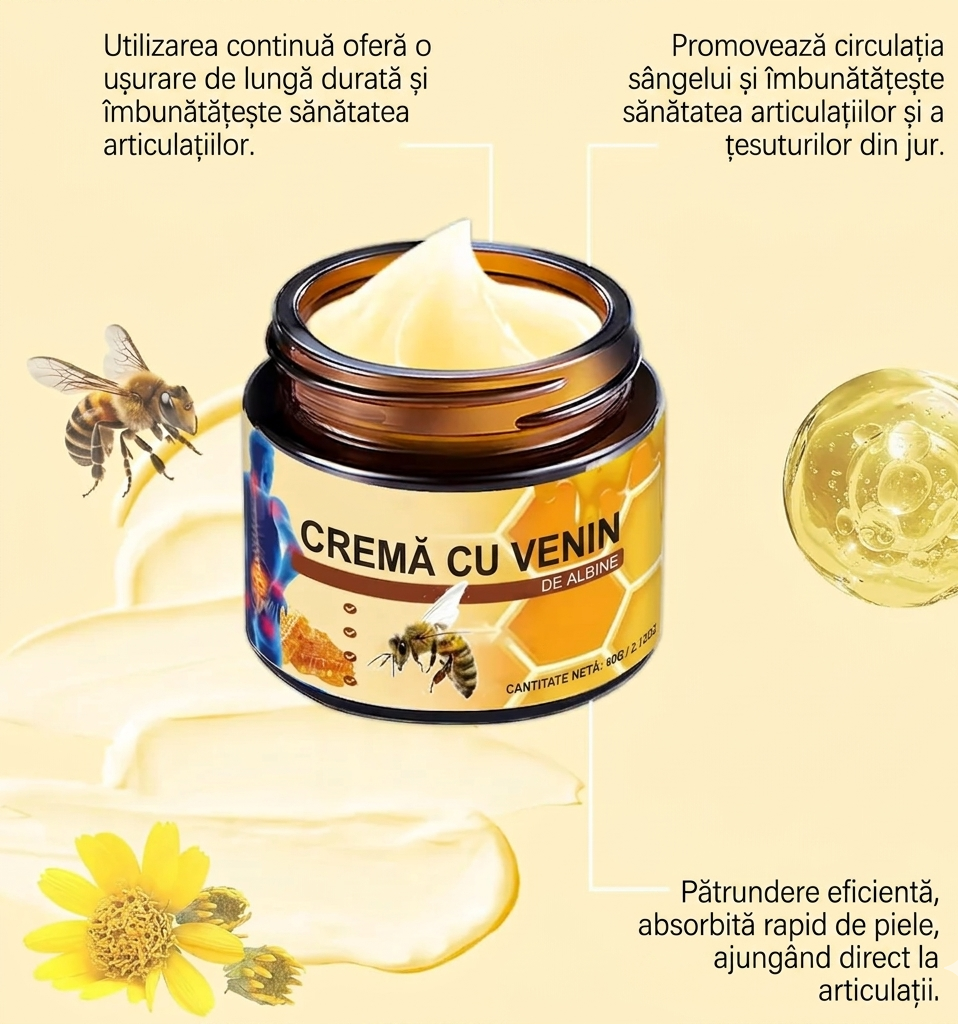 Gel cu Venin de Albine pentru Calmarea Disconfortului Muscular și Articular