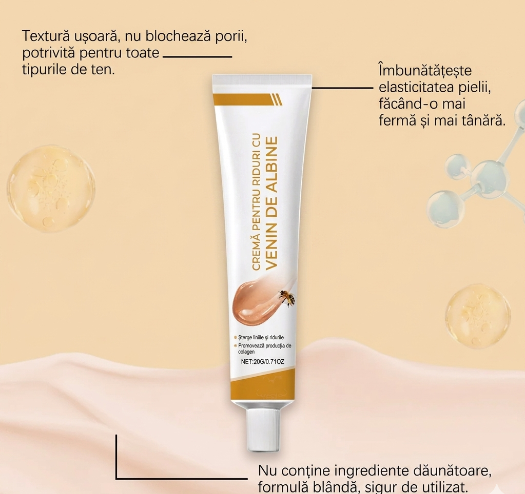 Cremă Facială cu Venin de Albine pentru Hidratare, Elasticitate și Îngrijirea Tenului, Antirid